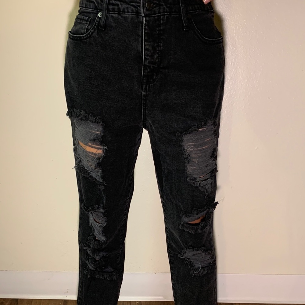 black ripped vintage jeans